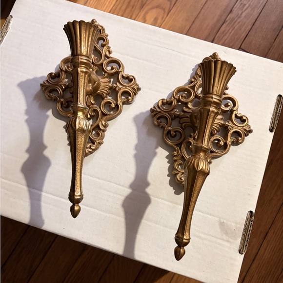 Other - Hollywood Regency Gold Wall Sconces
